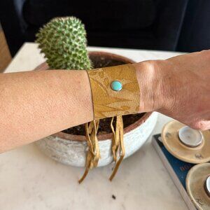 Thin Leather Boho Bracelet with turquoise bead